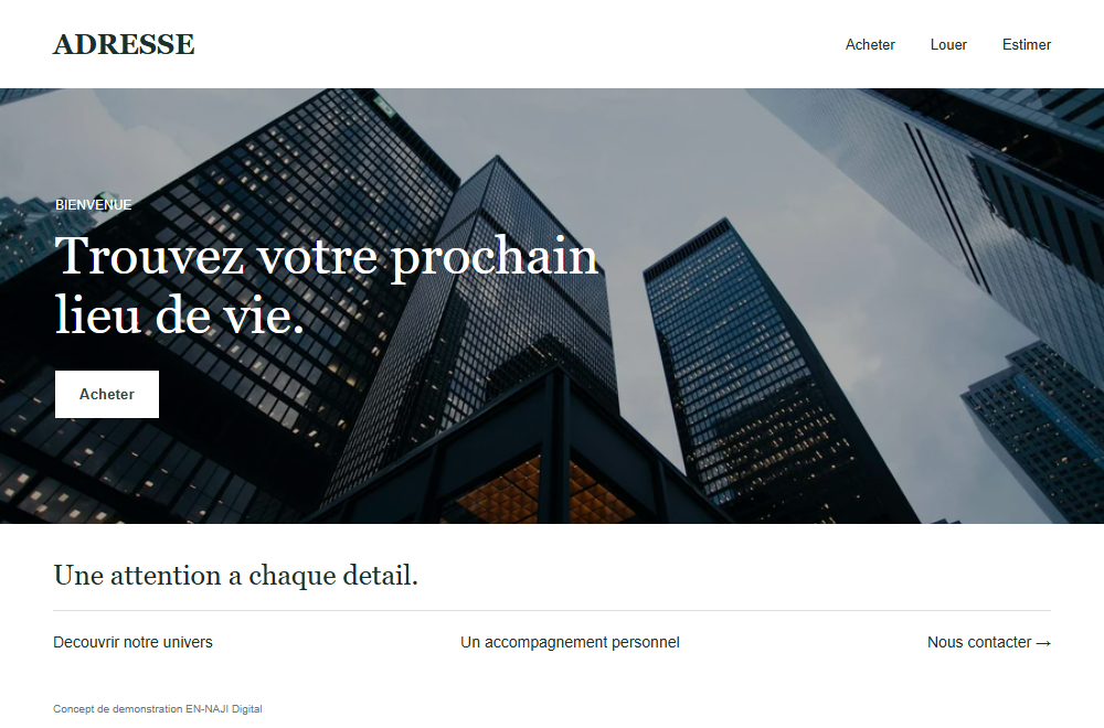 Concept de site web : Agence Immobilière